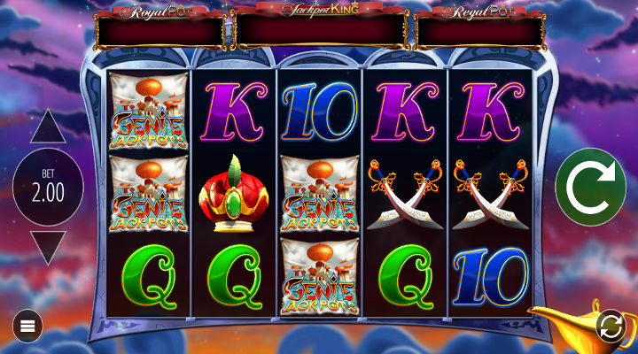 Tela de jogo mostrando combina&ccedil;&otilde;es no slot Genie Jackpots